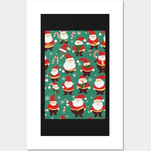 Christmas Seamless Pattern, Santa and Christmas Gnomes #5 Posters and Art